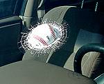 Baseball through the window decal from prankplace.com