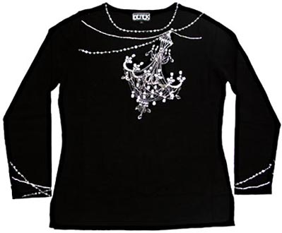 A dazzling black holiday sweater with shiny crystal sequins. black-chandelier-holiday-sweater.jpg