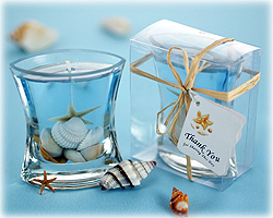 Clear seashell candles.