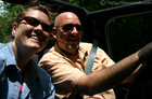 Our convertible hair-do's... Lynnette's is 'messy', Jim's is 'windblown'.