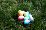 Easter eggs in grass.