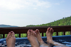 Our feet enjoying a little late-night Jacuzzi!
