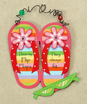 Colorful Flip Flop wall art with hanger.