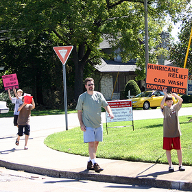 Car wash for Hurricane Relief.