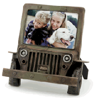 Classic Jeep metal picture frame shaped like an old Jeep vehicle. jeep-metal-picture-frame.gif