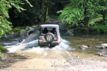 Our new Jeep Wrangler Unlimited traversing through a water crossing near Gatlinburg, Tennessee.