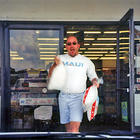 Jim buying ice to accommodate our supply of adult beverages.