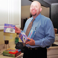 Jim opening the package we got from eBay - a new fertility monitor!