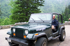 Jim enjoying the weekend in a rental Jeep from Lee's Jeep Rentals.