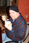 Jim likes my homemade chunky chicken soup... He gives it a rating of '2 spoons'!