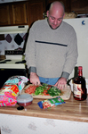 Jim making taco dip -- a New Year's Eve tradition.