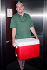 Jim carrying the cooler.