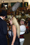 Leah Hulan of Grumpys Bail Bonds and Abe Lincoln.
