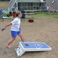 Lynnette trying her hand at the Cornhole game.