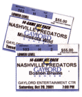 Nashville Predators hockey tickets from 2001.