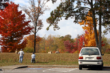 Photographing dogs amidst the beautiful Fall colors seen on the Natchez Trace.