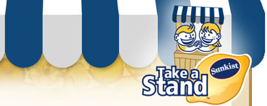 Sunkist Take A Stand lemonade stand logo.