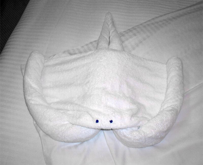 A stingray towel critter. towel-critter-shaped-like-a-stingray.jpg
