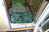 The view out our back door... HAIL!