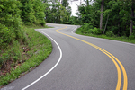 A winding mountain road somewhere around Gatlinburg, Tennessee.