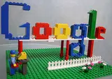 Google Lego logo made from legos.