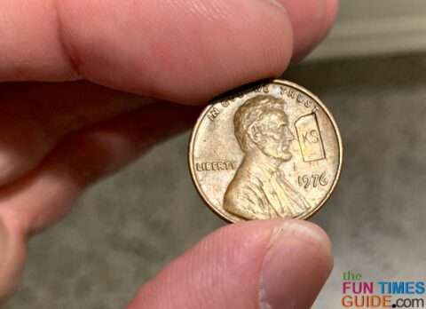 1976-Kansas-Penny Counterstamped coins are novelty coins