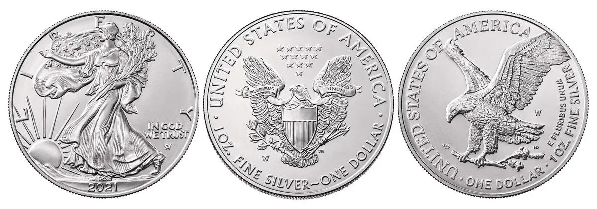 The 2021 American Silver Eagles offer two different designs and are worth more than silver bullion value prices.