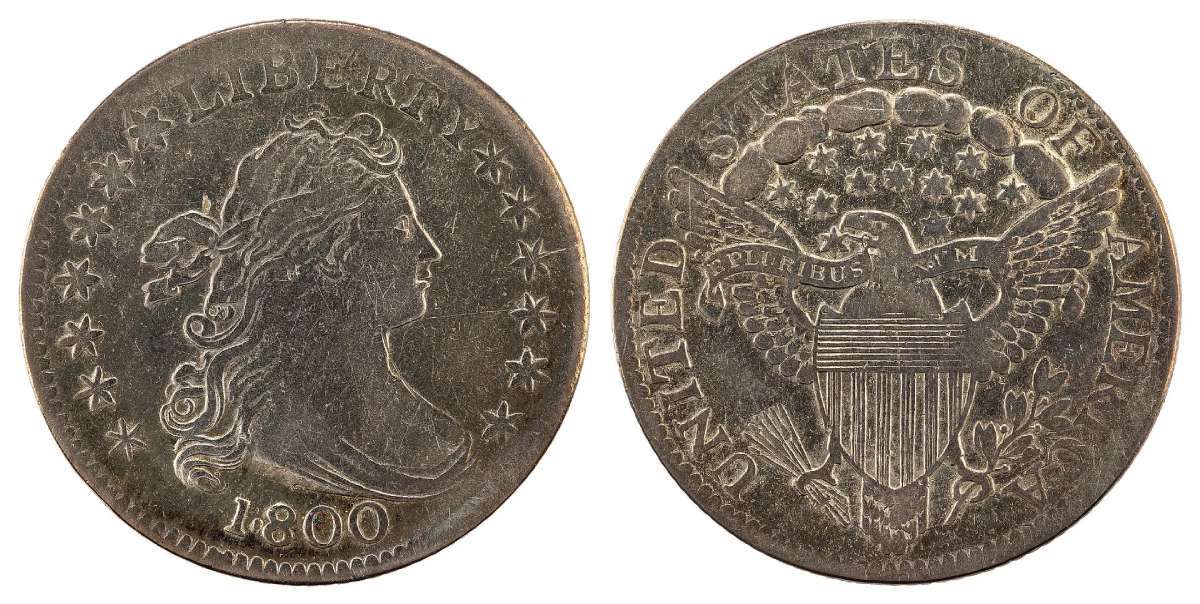 The Bust dime was struck from 1796 through 1837. public domain photo The Bust dime was struck from 1796 through 1837.