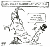 2005 Banished Words List from Lake Superior State University. Cartoon (c)Lake Superior State University