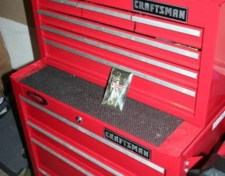 Our Craftsman toolboxes. One stacked on top of the other -- with the tiny set of wrenches shown here.