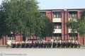 Marine recruits marching to their graduation ceremony.