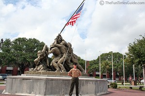 Benjamin standing in front of the famous Iwo Jima monument at Parris Island... moments after graduating from Marine Boot Camp.